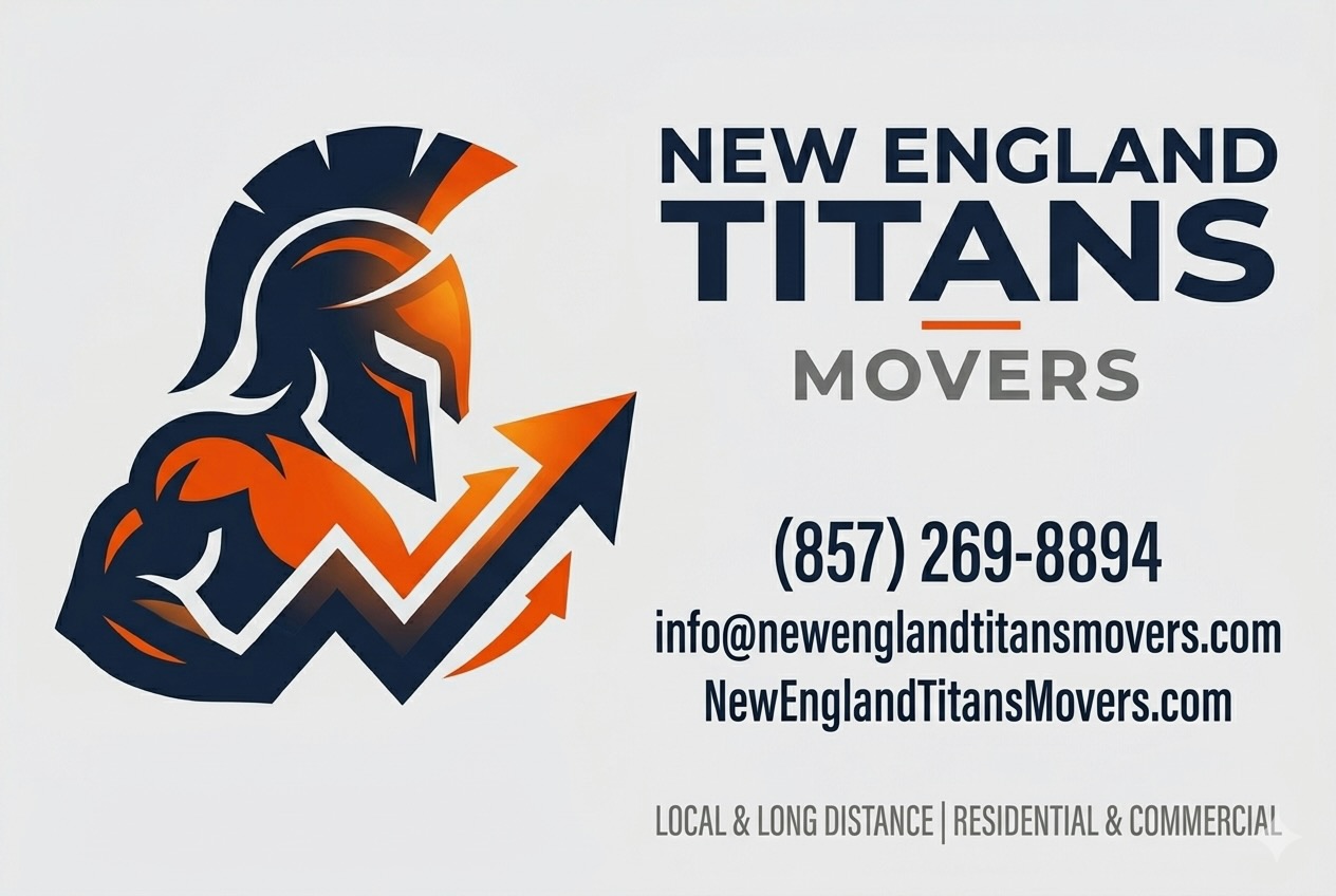 New England Titans Movers business card — contact information