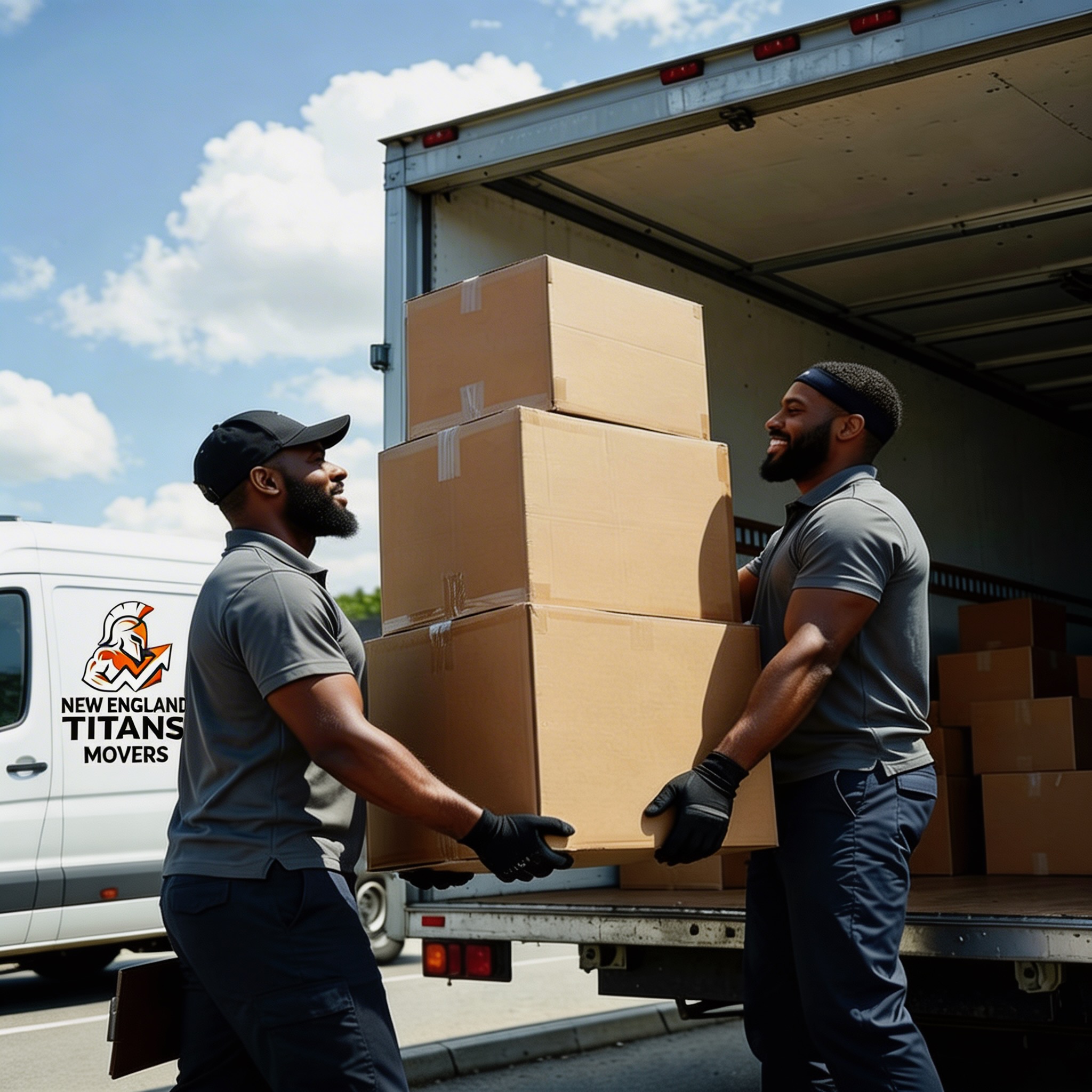 New England Titans Movers crew ready for a job in Boston